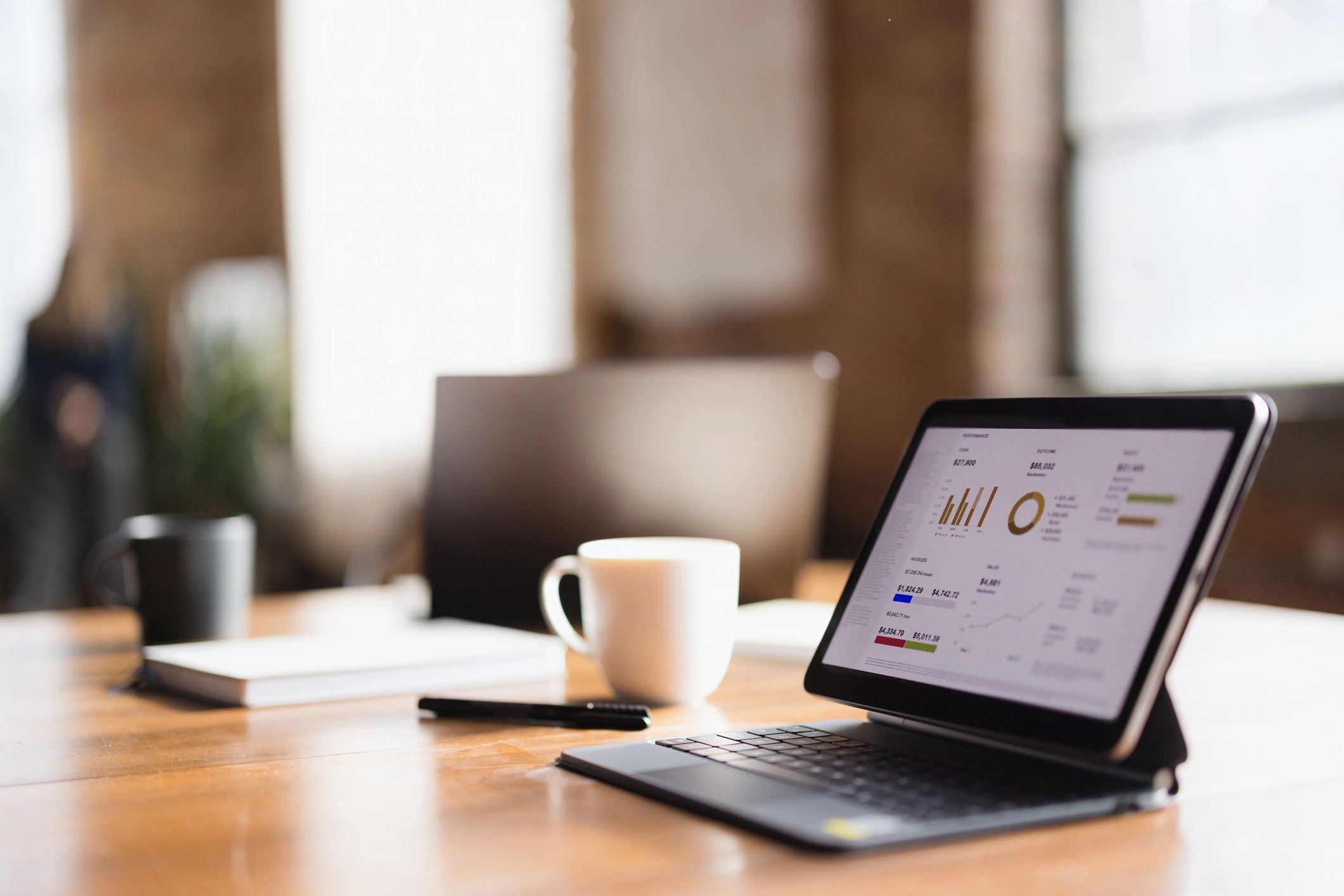 Close-up of an analytics dashboard on a tablet